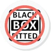 Illustration of the a black box fitted sign that's been crossed out