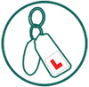 Illustration of a set of car keys with a L plate on the keyring