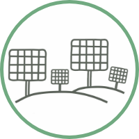Illustration of several solar farms