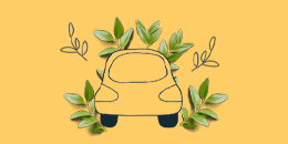 Illustration of a car on a yeloow background