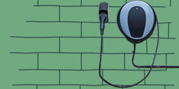 EV charging point on a wall.